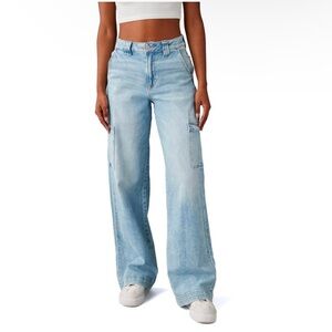 AE Dreamy Drape Super High-Waisted Cargo Baggy Wide-Leg Jean- EXTRA SHORT LENGTH